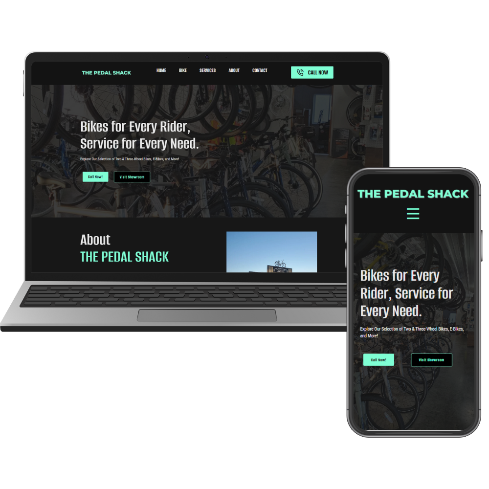 Screenshot of the The Pedal Shack website